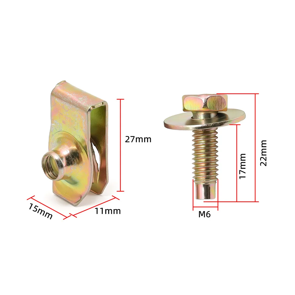 Auto-Schraubenbefestigungen, Karosseriebolzen, U-Nut-Clip M6, Motorabdeckung, Spritzschutz-Befestigung, Nieten, Schrauben, Stoßstange, Kotflügel, Auto-Zubehör – Detail 3
