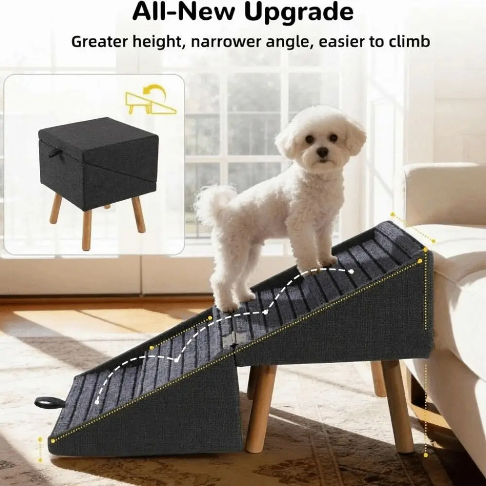 Incline Bridge Foldable Dog Staircase Anti-Slip Non-Slip Ramp Dog Ladder Portable Solid Wood Pet Stairs Bed Access