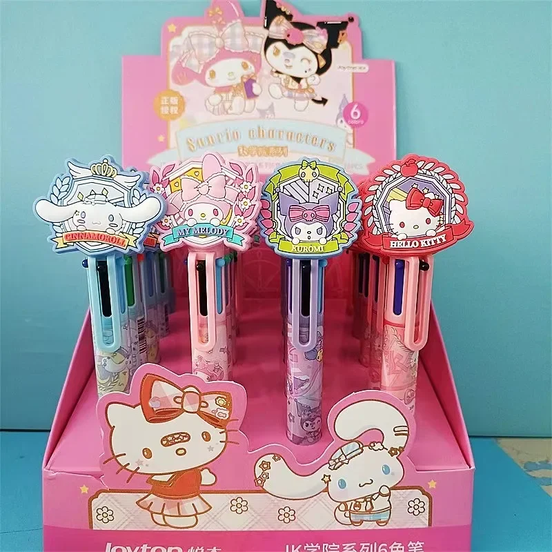 6 Multicolored New Pens Academy Series Sanrio mymelody Kuromi Cinnamoroll Cute bear Cartoon Ballpoint Pen School Stationery gift