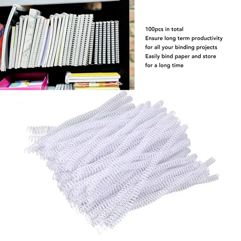 100PCS Spiral Binding Coils Plastic Dia 9.5mm 3/8in 48 Teeth 4:1 Ratio 75 Sheet Capacity for A4 Paper Spiral Binding Coils 3/8in