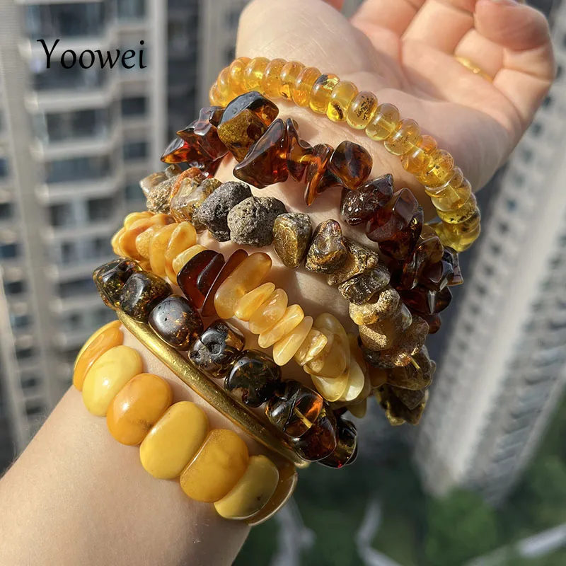 

5pcs/lot 100% Natural Amber Bracelet for Diy Genuine Stone Original Broken Beads Plant Black Floral New Healing Natural Jewelry