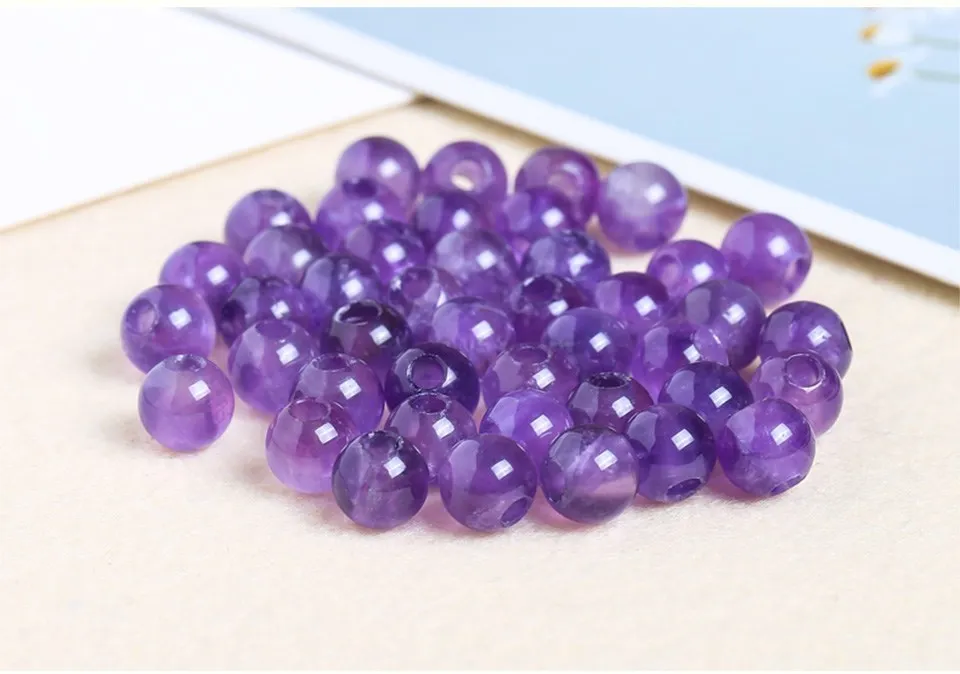 50 teile/los Natürliche Stein Big Loch Perlen Hohe Qualität Amethyst Achat Jade Runde Perle Für Für Schmuck Machen Diy Armband zubehör – Detail 11