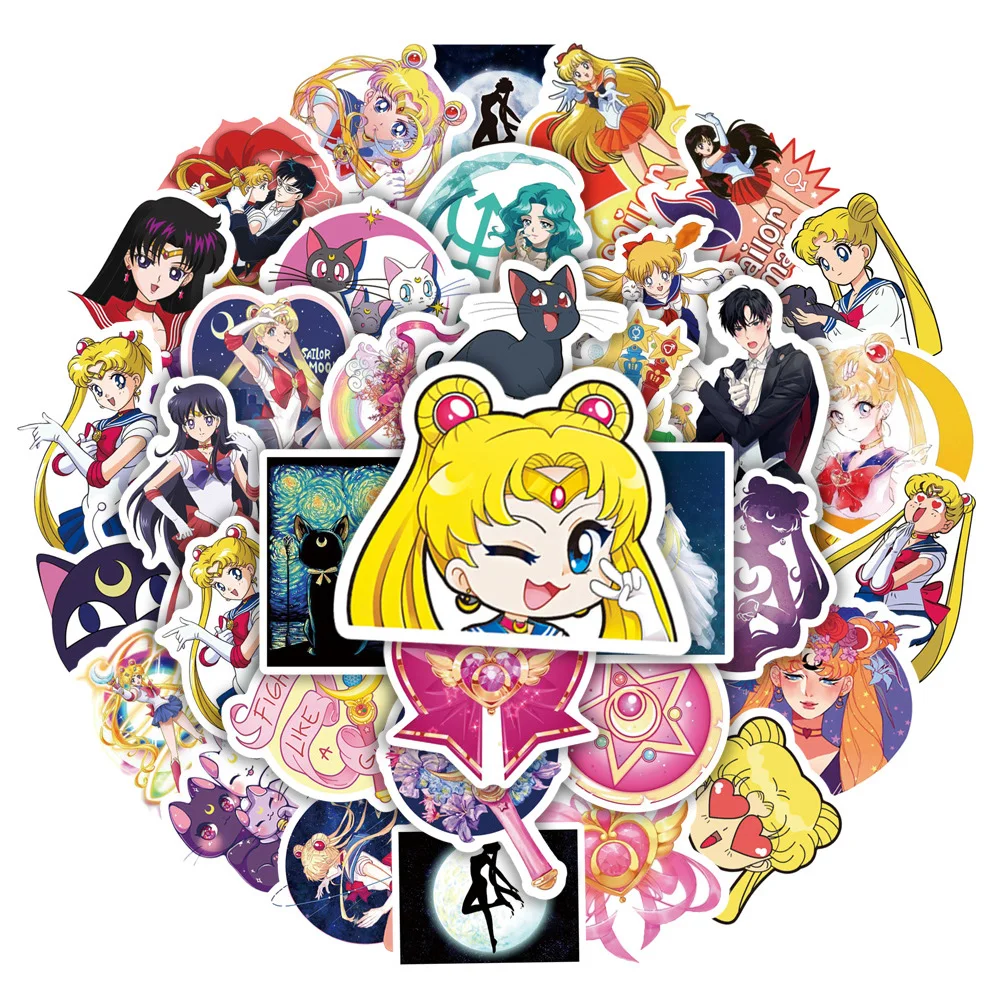 10/30/50/100 Uds. Pegatinas Clásicas de Anime Sailor Moon, Calcomanías Decorativas para Botellas de Agua, Teléfonos, Laptops, Lindas Calcomanías de Dibujos Animados de Tsukino Usagi