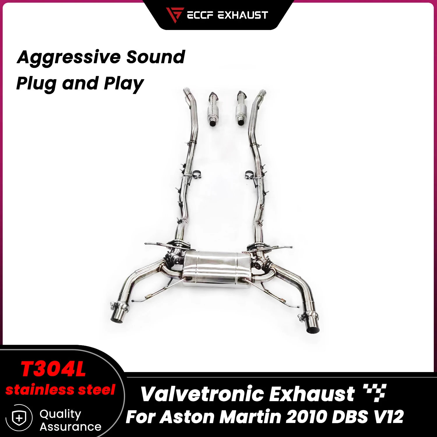 

Агрессивный звуковой клапан Catback из нержавеющей стали, полный комплект выхлопных газов для Aston Martin 2010 DBS V12, обновление Performance