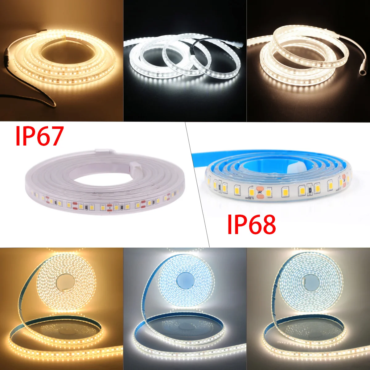 IP68 IP67 Waterproof LED Strip Light 2835 12V 24V DC Natural Warm White 120LED/m Super Bright Flexible Led Tape Lamp 0.5m 5m 10m