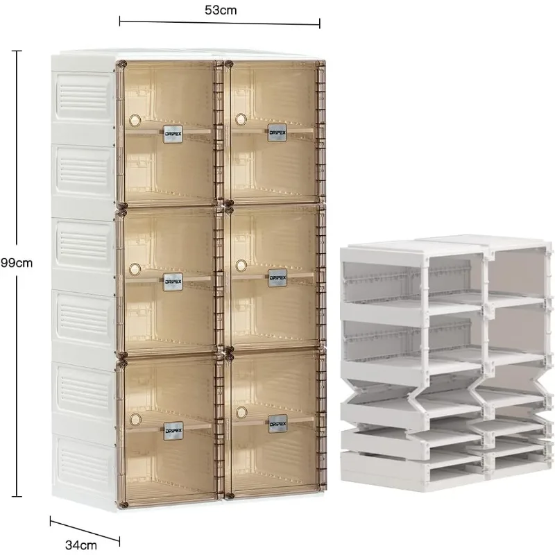 Shoe Storage Organizer - Foldable Shoe Storage Cabinet with Doors - Durable and Stable Shoe Storage Boxes - Stackable Rack