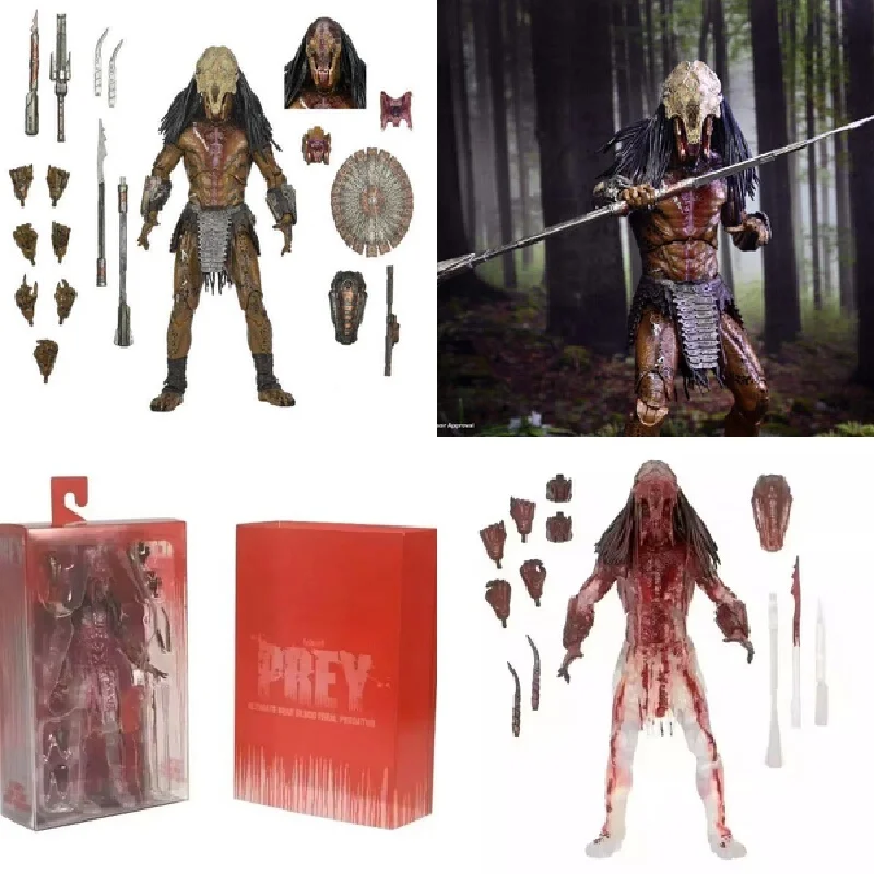 

NECA 51725 Predator Feral Predator Bear Blood Version 7 Inch Action Figure Model With Bone Trophy And Spear Accessories