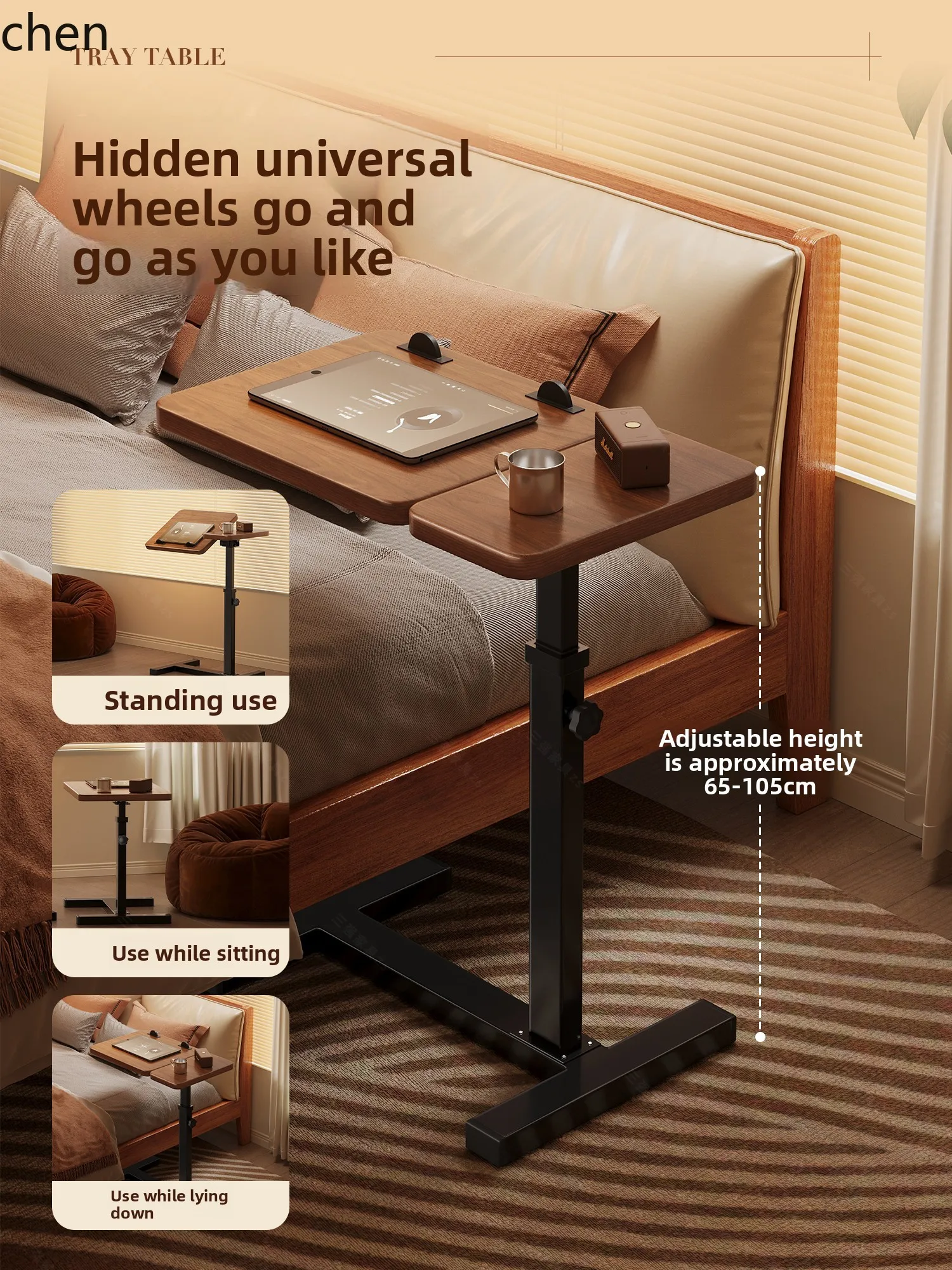 

ZML Movable Adjustable Computer Desk Bedside Table Home Living Room Sofa Side Table Folding Desk
