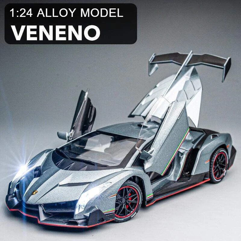 

1:24 Veneno Sports car Alloy Diecast Toy Vehicles Metal Car Model Sound Light Pull Back Kids Toys Collection