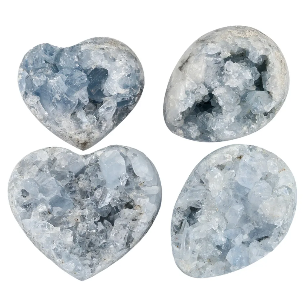 1Pc Natural Blue Celestite Mineral Healing Crystal Cluster Geode Irregular Gem Stone Home Decoration Specimen