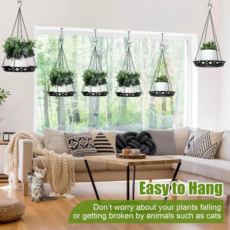 3 Pack Plant Hanger, 12 Inch Metal Hanging Planter For Indoor Outdoor Plants, Decorative Hanging Plant Shelf Durable Easy To Use