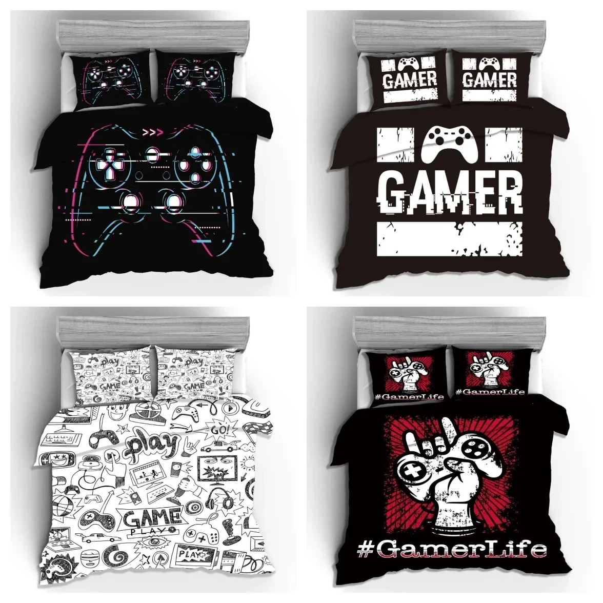 3d Digital Gamer Bedding Set Quilt Cover with Pillowcases Twin Video Game 3Pcs Comforter Cover Full Queen King Double Size