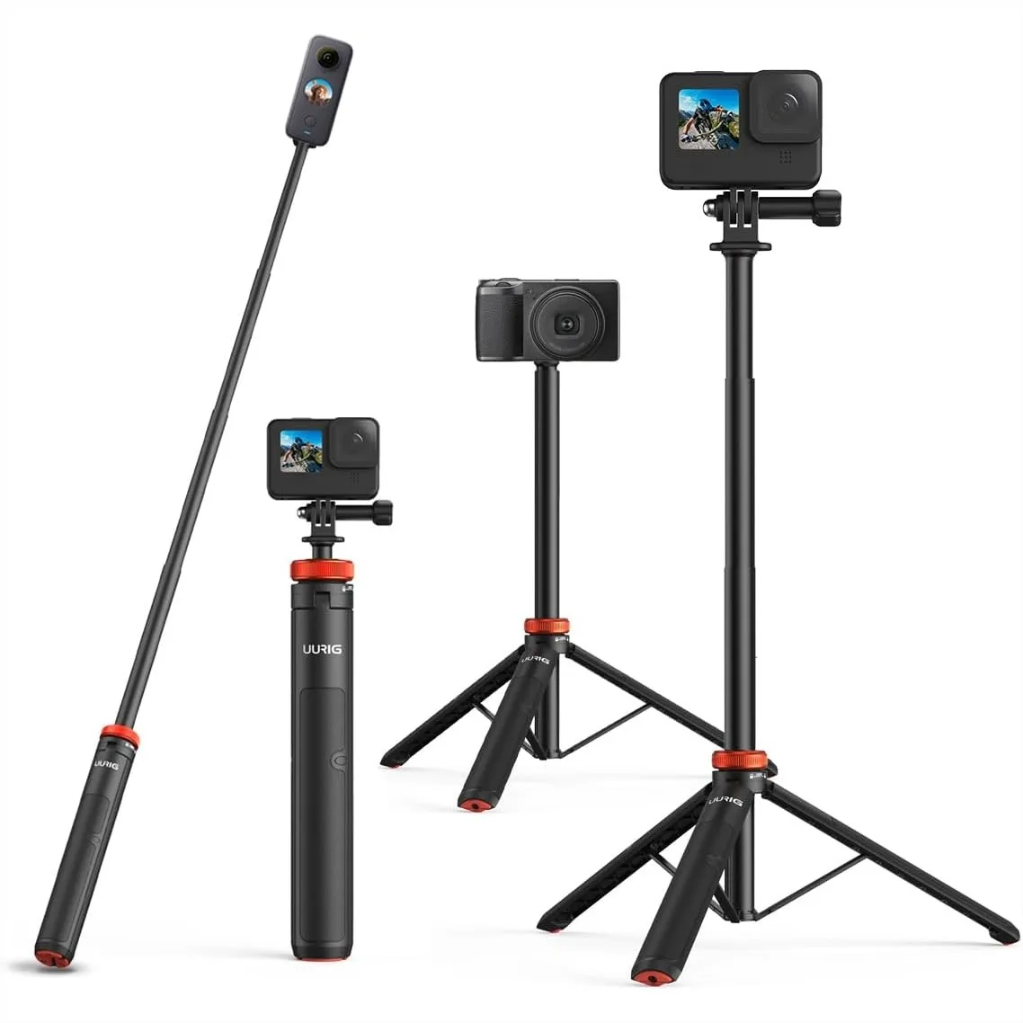 

Telescopic Selfie Stick With Tripod And Hand Grip For Action Camera