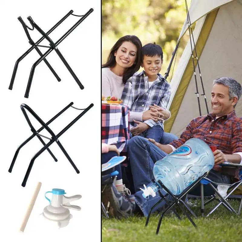 

Foldable portable water bottle rack with Spout and Crowbar Non-slip bottom Simple inverted bucket water rack for Home or outdoor