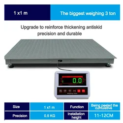 1x1M 3 Tons Industrial Digital Scale Commercial Electronic Weighing High Precision Weighbridge For Livestock Weighing Anti Shake