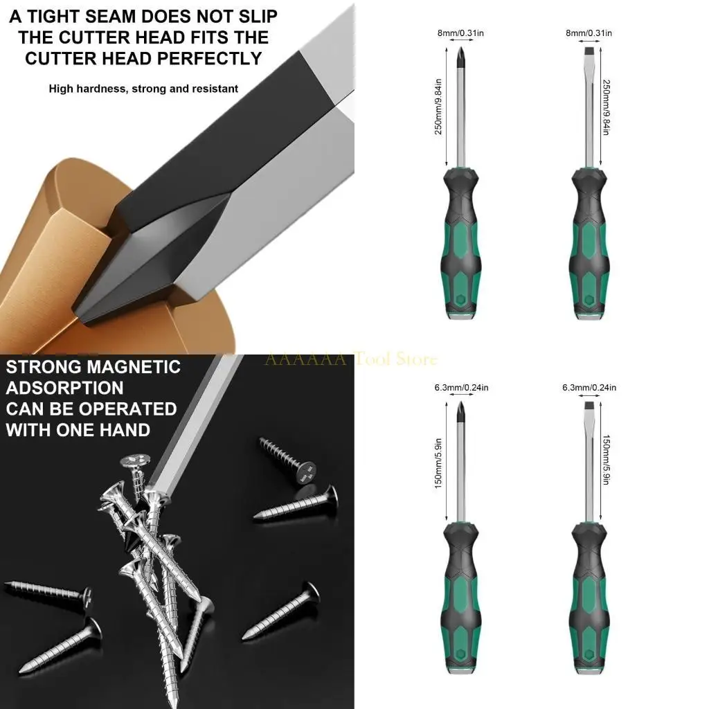 A2BE 2Pcs Insulated Screwdriver Multifunction Electrician Screw Driver Handle Slotted Screwdriver Repairing Tool