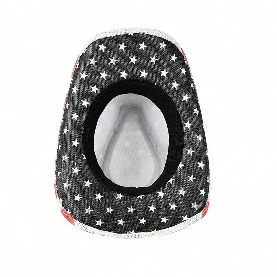 

Western Cowgirl Hat With Star Print Wide Brim For Adults