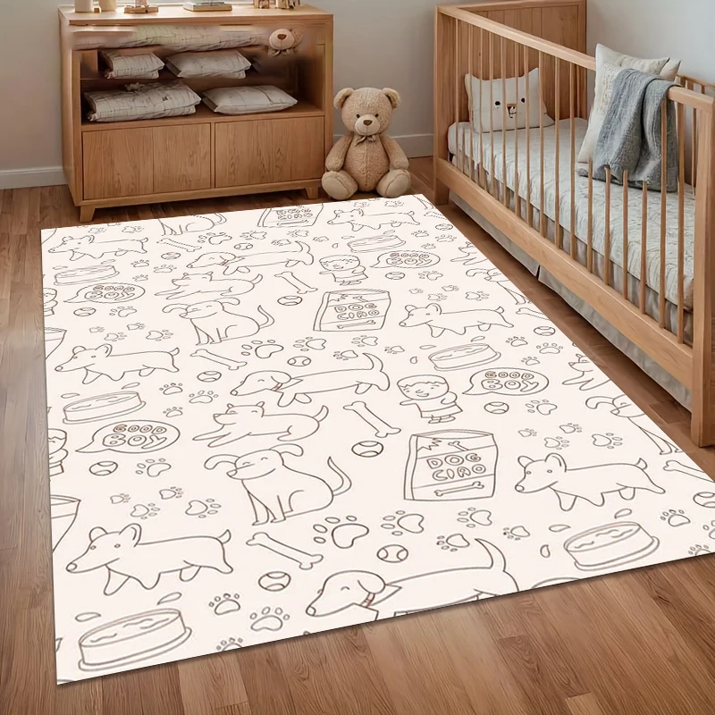 Pink Carpet Minimalist Dog Doodle Living Room Area Rugs Non-Slip Washable Floor Mat Soft Rugs for Bedroom Home Alfombra Gift