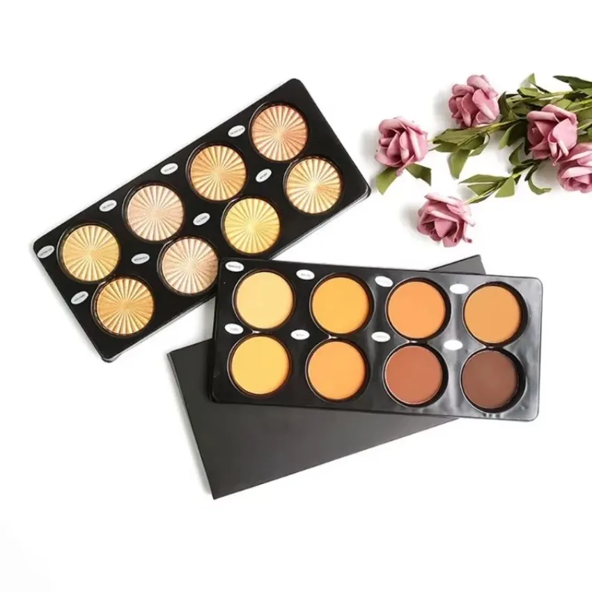 Private Label 8-colors Concealer Pressed Powder Oil-Control Matte Waterproof Smooth Finishing Pressed Powder Brighten Makeup