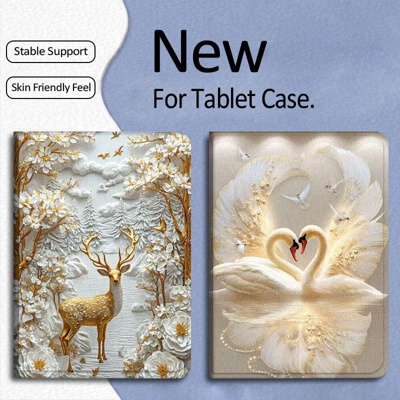 

Deer Swan Art Fashion Gift For Xiaomi Mi Pad Mini 4 5 6 7 SE Pro Plus Redmi Pad 2 SE 2025 8.8 11 Foldable Tablet Case