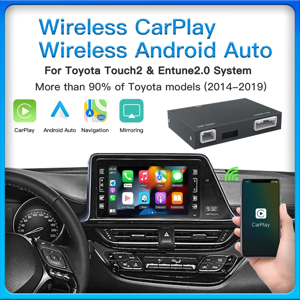 OEM Screen Upgrade Decoder multimedia Retrofit Kit for Toyota Touch2/Entune2.0 System 2014-2019 Wireless CarPlay Android auto