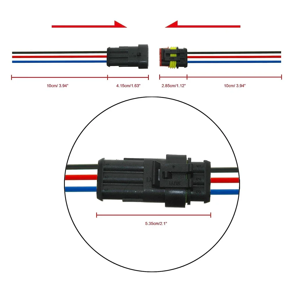 2/3/4pin 16 AWG Waterproof Wire Connectors Automotive Electrical Connectors Quick Disconnect Wire Connectors 2/3/4 Pin