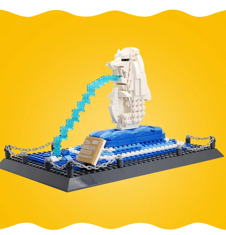 New 503PCS MERLION STATUE SINGAPORE Building Blocks Landmark Architecture Model Small Particle Assemble Bricks Children