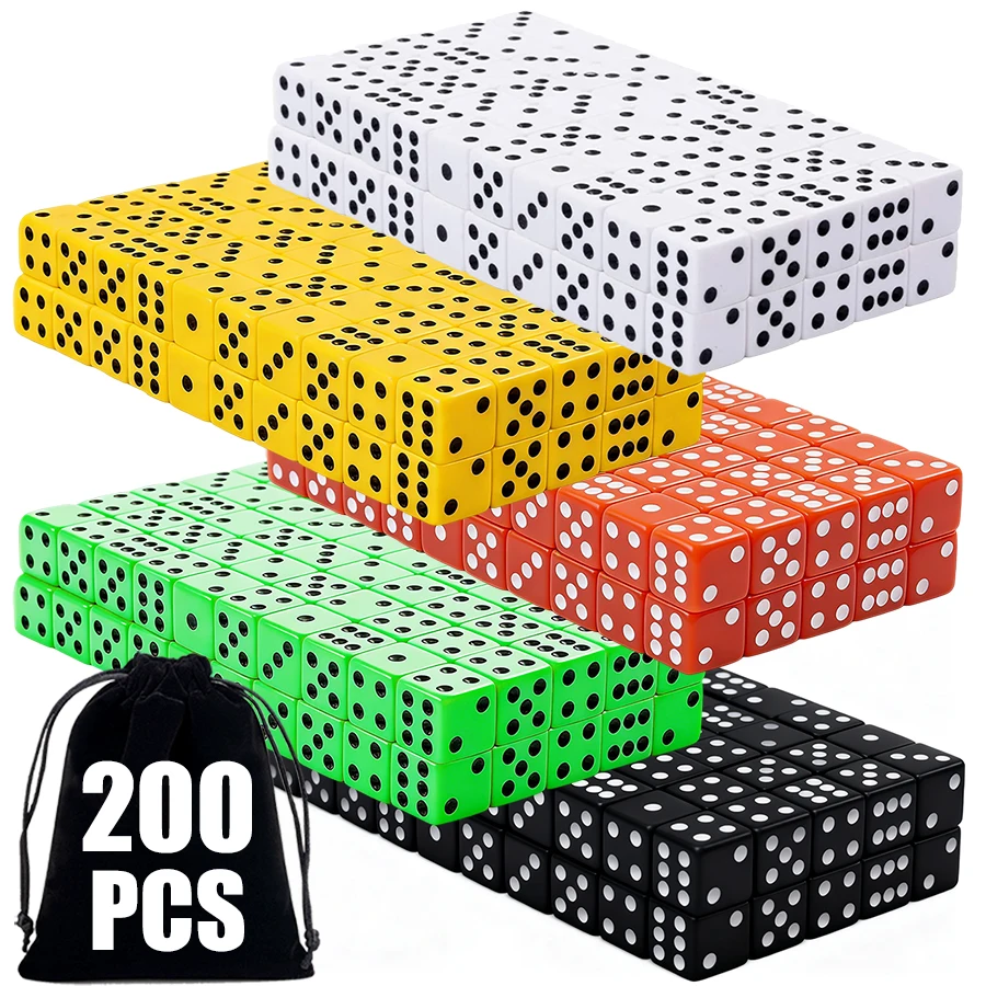 

200 шт. маленьких квадратных игральных костей 8 мм с 1 сумкой для хранения | Номерные игровые принадлежности | Идеально подходит для настольных игр, вечеринок и праздничных мероприятий.