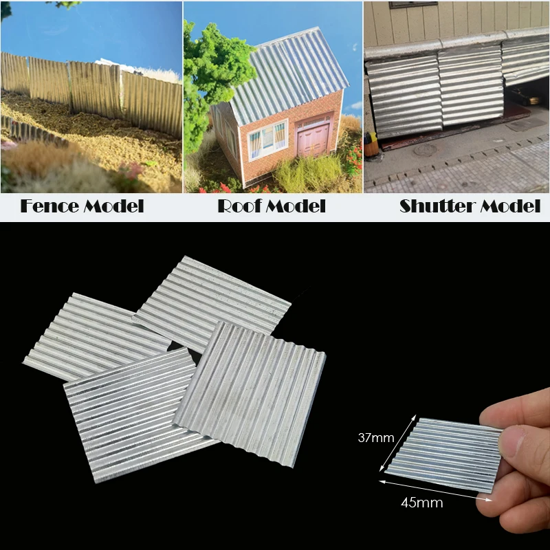 4/8pcs Corrugated Metal Sheet Roof Tile Model Rolling Shutter Door Making Material Simulation Mini Fence Isolation Fence 37*45mm