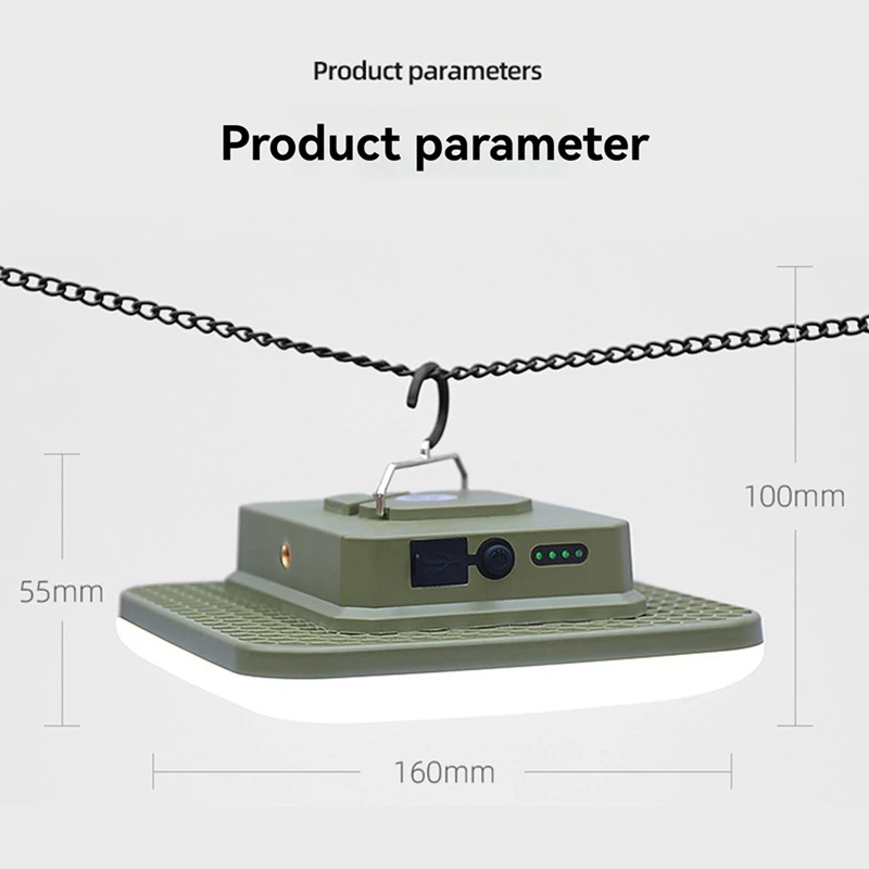 Zewnętrzna ładowalna lampa kempingowa Przenośna lampa wisząca do namiotu Nocne oświetlenie wędkarskie Nocna lampa konserwacyjna Czarna