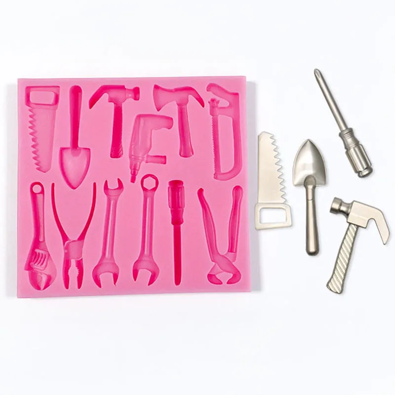 Tool Silicone Mold Scissor Wrench Hammer Vise Sugar Chocolate Fondant Mold 3D Cupcake Cookie Decorating Mold Mini Hand Tool Mou