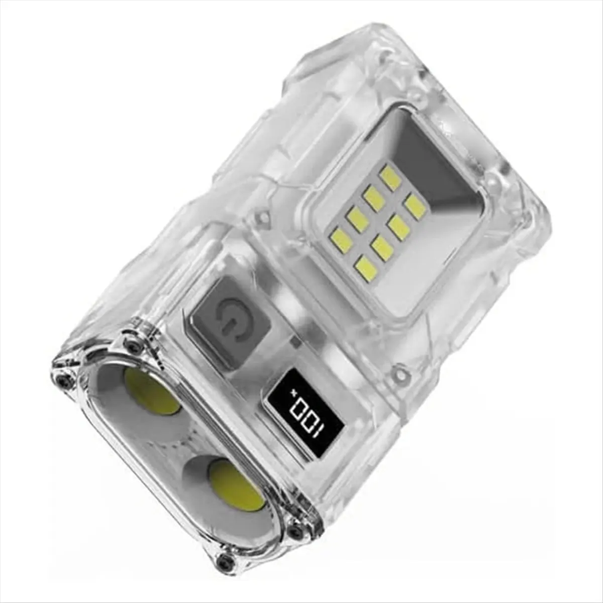 A45I LED Flashlight Rechargeable, 800 Lumens Mini Work Lihgt, Small Flashlight Clip on with Back Clip,Transparent