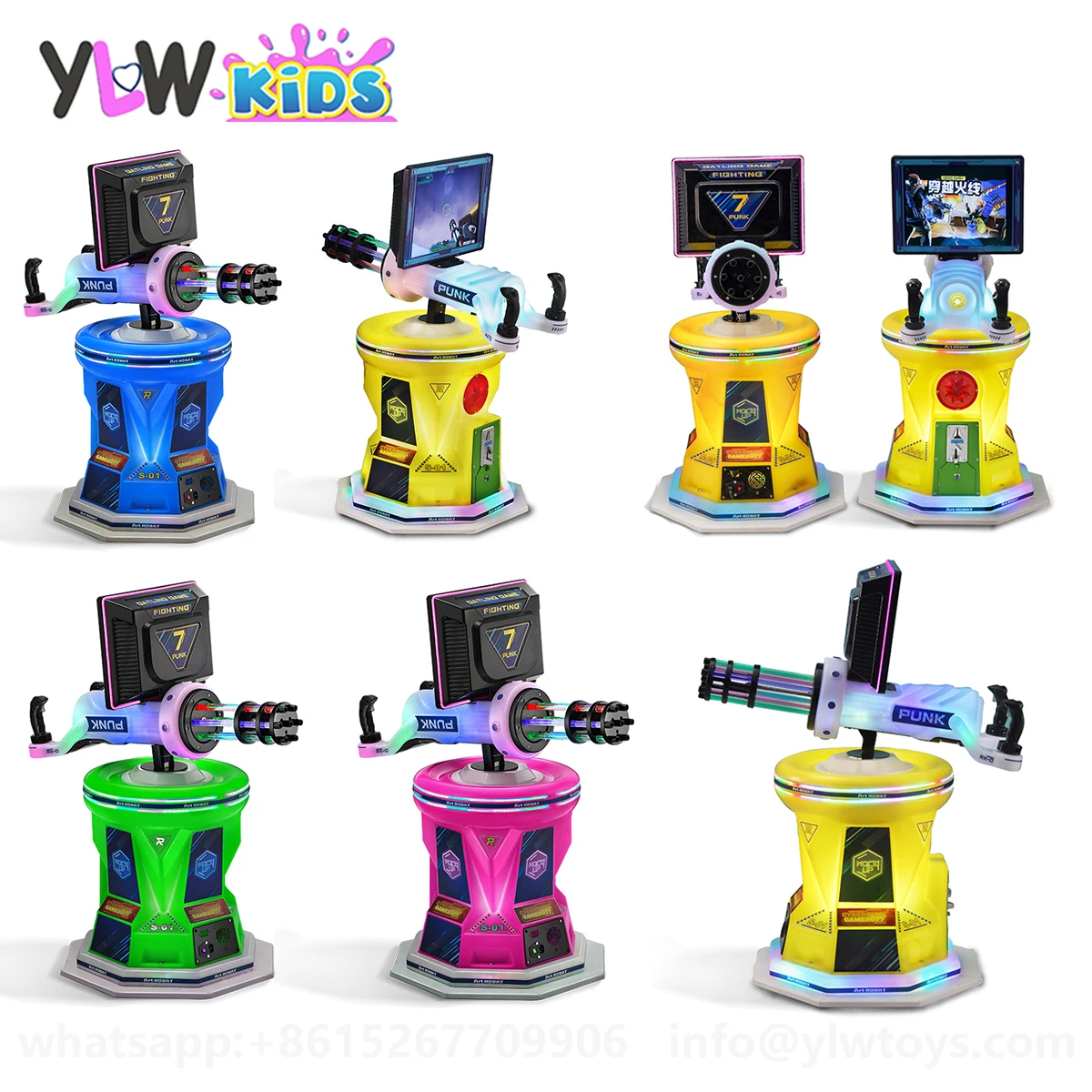 YLWCNN Amusement Play Equipment Game Interaction Simulated Shooting Gatlin Game Console Coin Operated Gun Game Machine