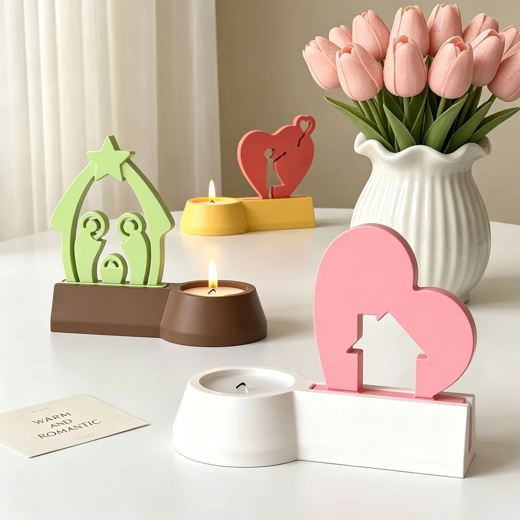 Plaster Casting Mold Themed Candle Holder Base Mold Resin Casting Mold Warm For Candle Making Living Room Creation Studio