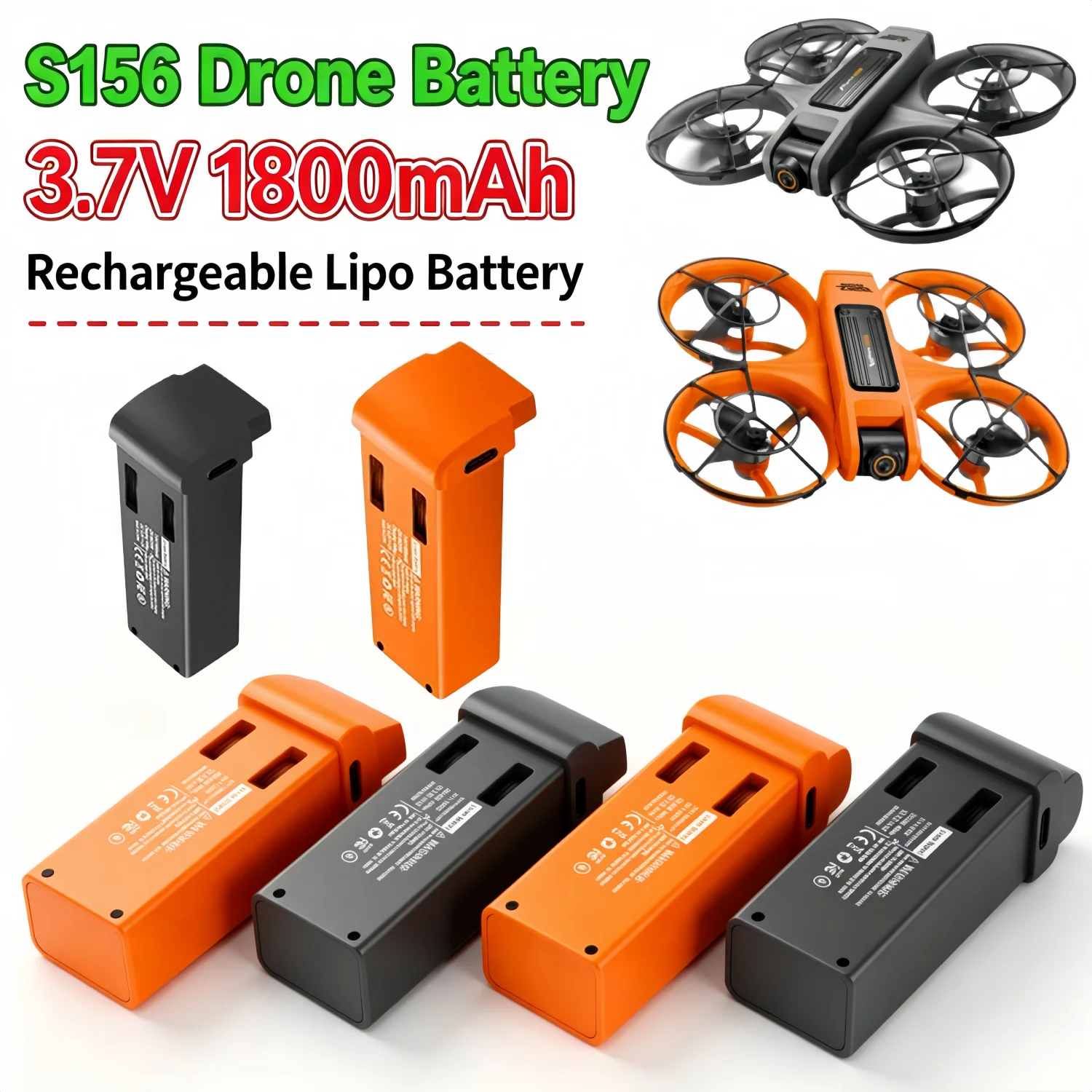 

S156 3.7V 1800mAh Drone Battery Rechargeable Lithium Polymer Lipo Batteries Replacement for S156 RC Quadcopter Accessories