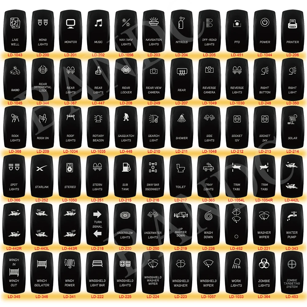 Laser Etched Rocker Switch Cover (No Body) for Carling ARB Rocker Switch Cap Replace, Car Boat Marine Dashboard Panel DIY
