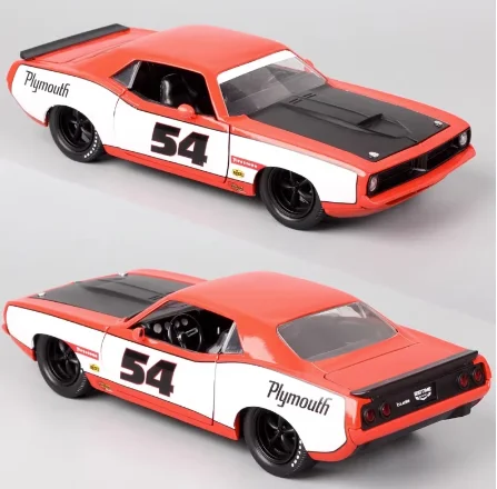 1:24 1973 Plymouth Barracuda High Simulation Diecast Car Metal Alloy Model Car Children\'s toys collection gifts J290