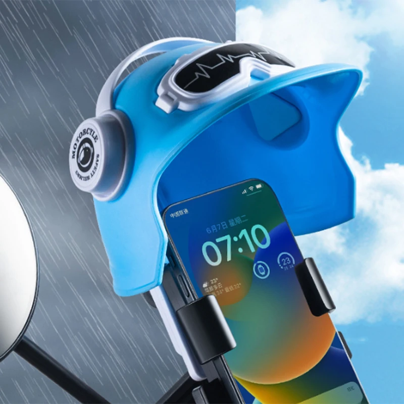 Summer Electric Bike Phone Sunscreen Stand Small Helmet Rider Motorcycle Mobile Phone Holder Cycling Phone Waterproof Sunshade