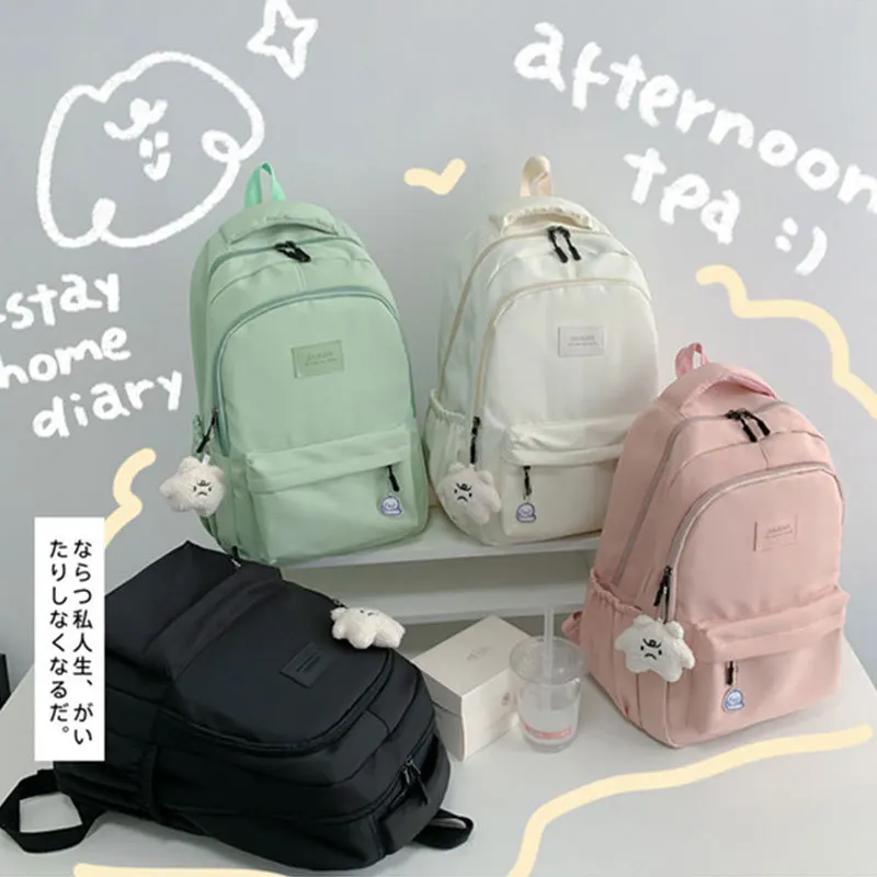 

Korean version large capacity minimalist backpack 2023 new casual solid color travel backpack student notebook schoolbag itabag