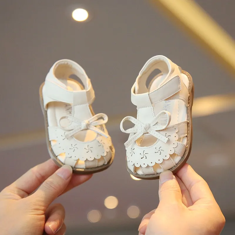 

Girls Baby Sandals Summer Bow Beige Soft Girls Walking Shoes 1-12 Years Old Pink Fashion Non-slip Children Sandals Baby Shoes