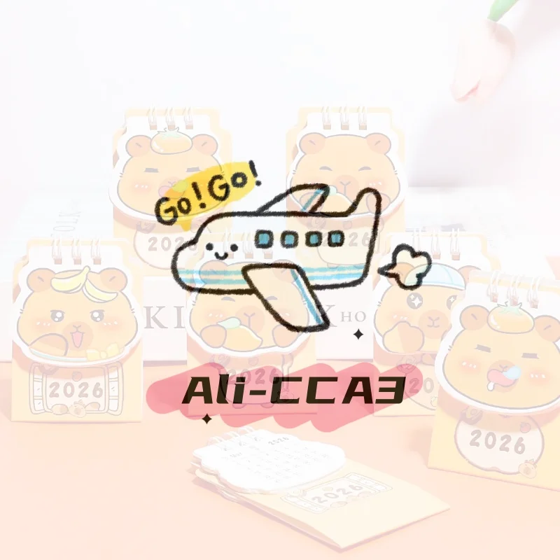 

1Pcs 2026 Mini Calendar Cartoon Capybara Desk Calendar Office School Portable Calendar Christmas Gift For Friends Desk Decor