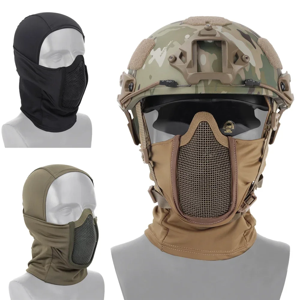 Tactical Full Face Mask Balaclava Cap Motorcycle  Airsoft Paintball Headgear Metal Mesh Hunting Protective Mask