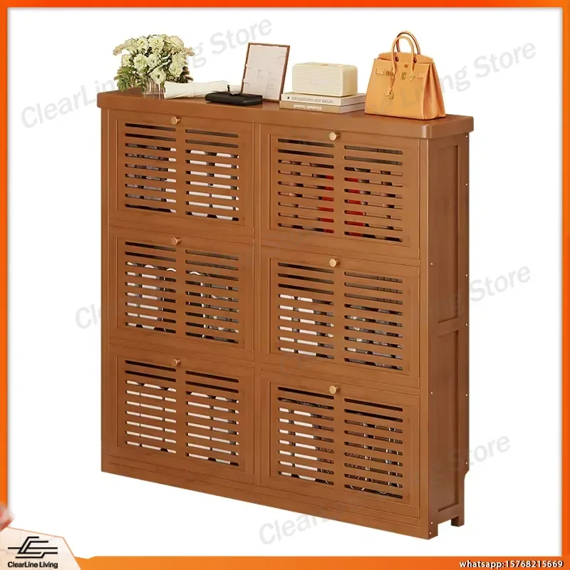 

Ultra-Thin Flip Shoe Cabinet Ultra-Narrow Multi-Layer Entrance Shoe Rack Space Saving Hallway Storage Organizer for Home