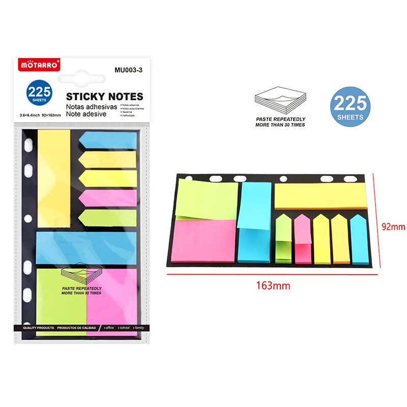 MOTARRO 9 Set Assorted Sticky Notes, 25 Sheets/Pad Colorful Memo Pads, Self-Stick Page Markers, 1/5/10 Packs for School Office
