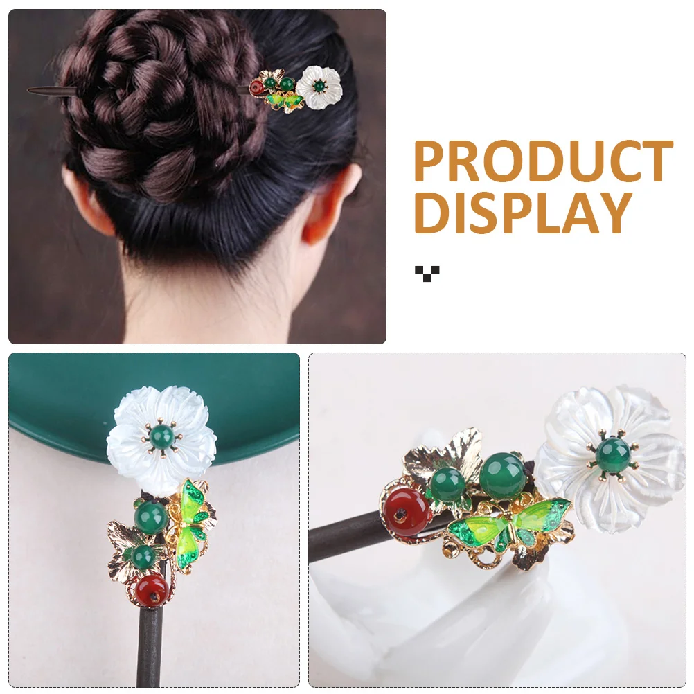 

Vintage Hairpin Headdress Floral Hair Fork Oriental Women Accessories Long Chinese Hairpin Wood Smooth Bun Hairstyle