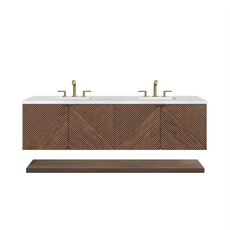 Bathroom vanity with smart mirror Wooden vanity Self-storage