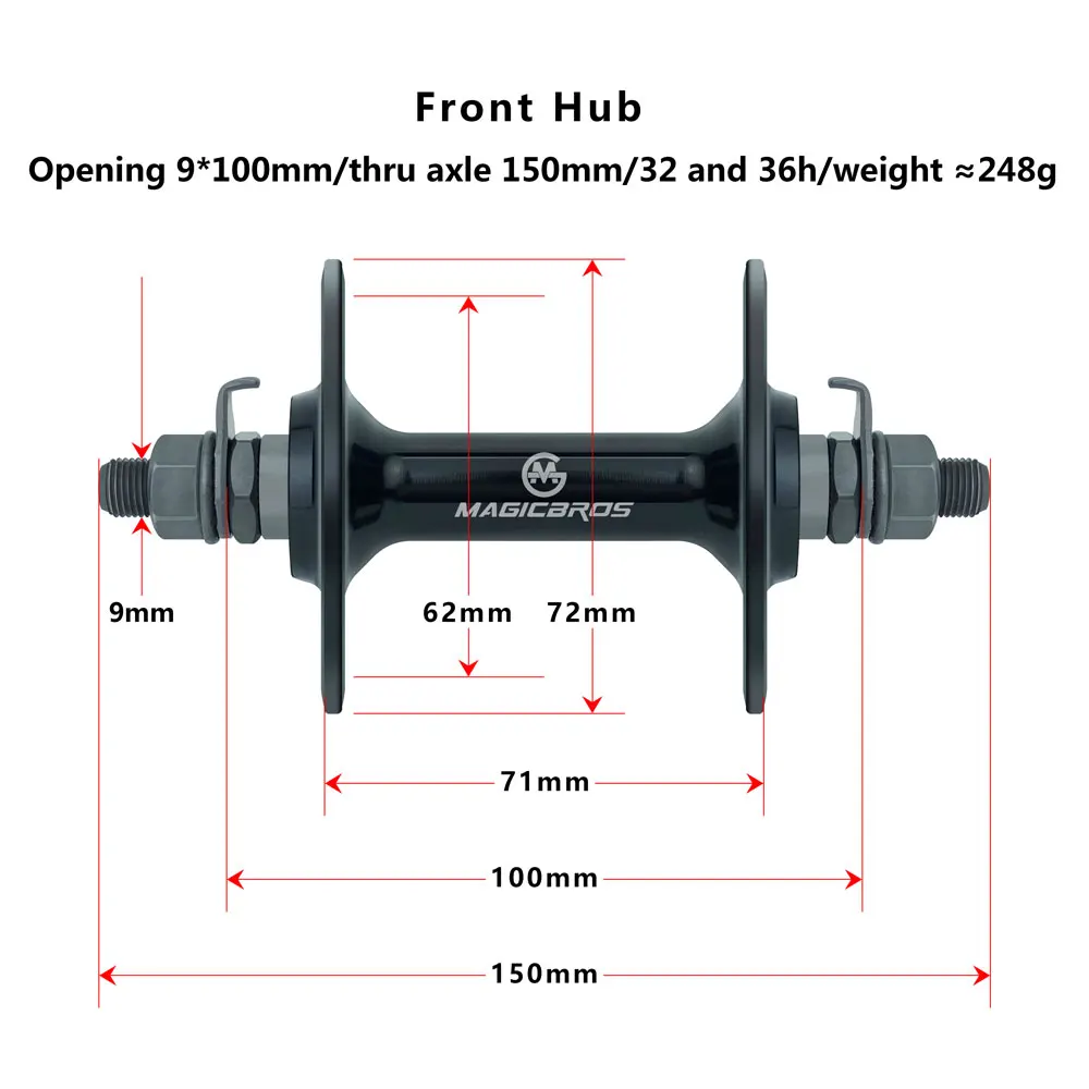 MAGICBROS Fixed Gear Fahrradnabe Aluminium Single Speed Fahrrad vorne hinten 32H 36H Nabe 700C Bahnrad Radfahren Fixie Fahrrad Radnaben – Detail 3