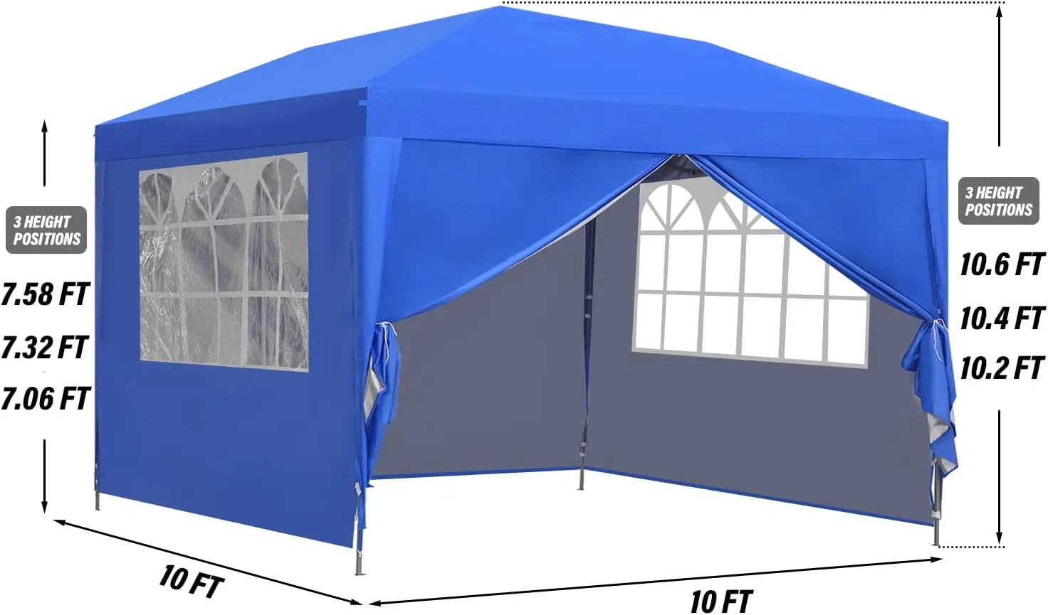 10x10ft Pop-up Paint Tent, Canopy Tent, Instant Shelter Portable Outdoor Canopies with 4 Removable Side Walls, Blue