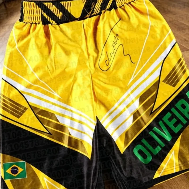 Retro Charles Oliveira Signed Custom Fight Shorts Men Women Kid Octagonal Cage Oversized Jujutsu Training Shorts
