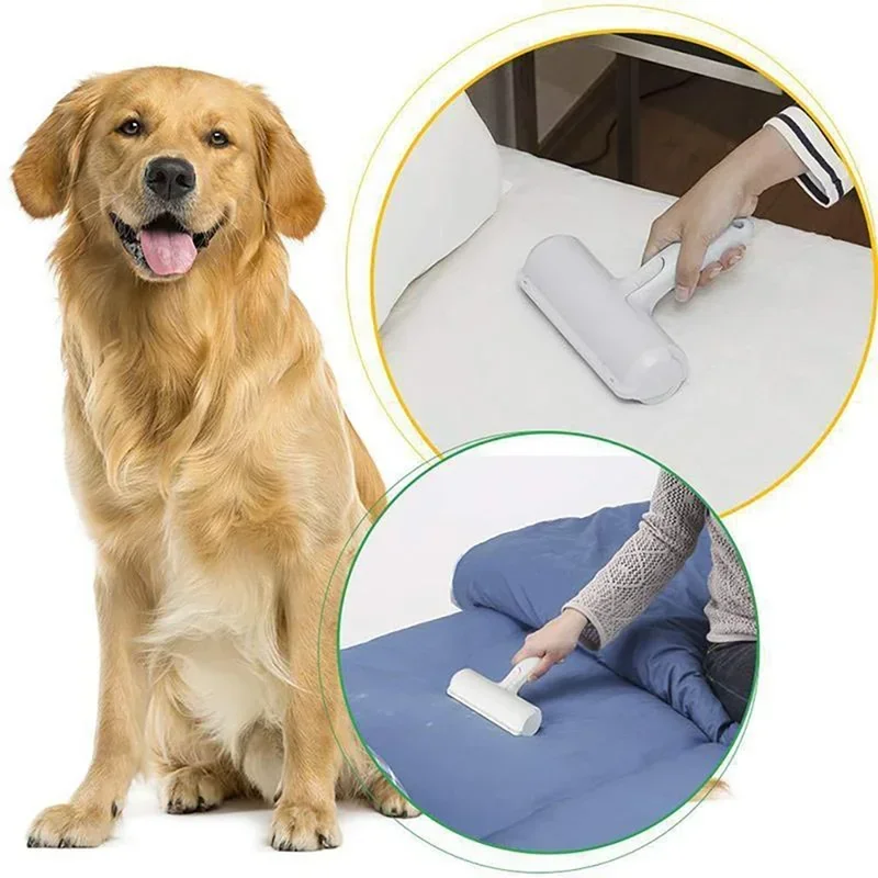 2-Way Pet Hair Remover Roller  Dog Cat Hair From Furniture Self-cleaning Lint Pet Fur Dust Remover Base Home Sofa Clothes